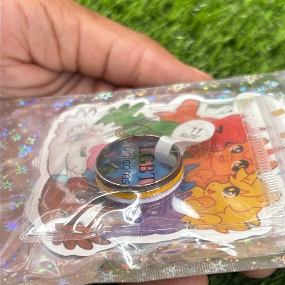 LGBT Rainbow Unicorns Ring Size 11